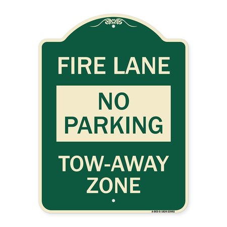 SIGNMISSION Fire Lane No Parking Tow-Away Zone Heavy-Gauge Aluminum Architectural Sign, 24" x 18", G-1824-23992 A-DES-G-1824-23992